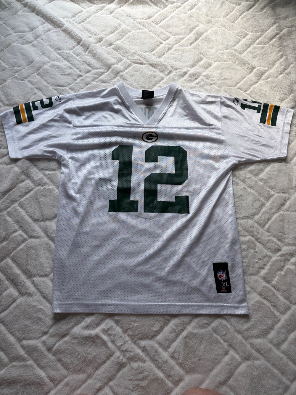 NFL Green Bay Packers White and Green #12 Jersey